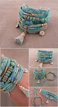 New Fancy Bracelets Gypsy Beaded Braided Fabric Bracelets