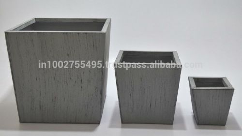 Square Metal Garden Planters In Antique Grey Finish