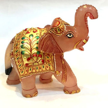 Rose Quartz Gemstone Elephant Figurine Statue, Style : Feng Shui