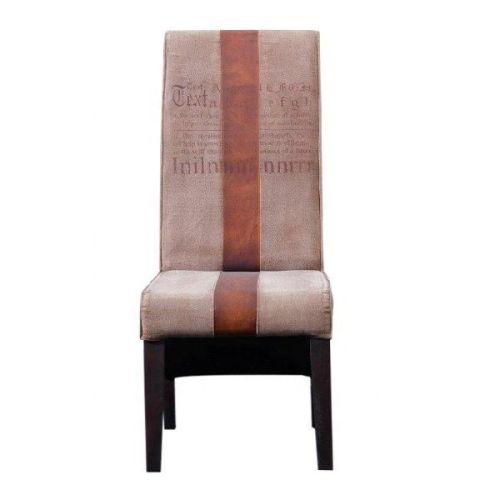 Leather and Canvas High Back Dining Chair