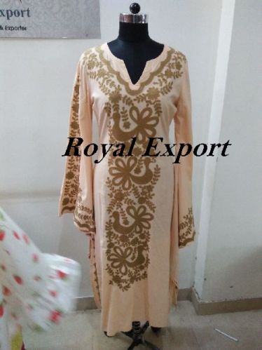 Long Sleeve Butterfly Embroidered Kaftan Dress, Design : Maxi