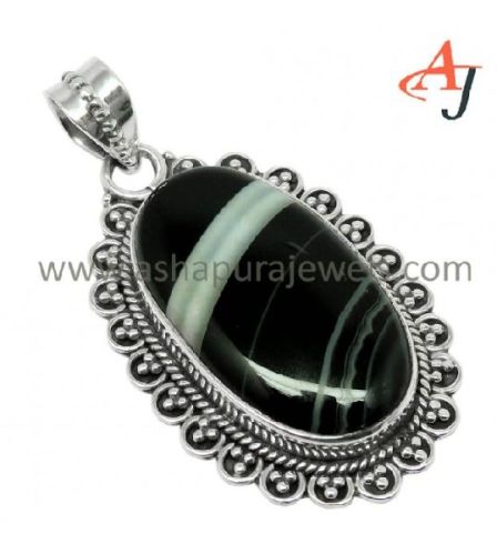 Agate Silver Jewelry Pendant Gemstone Jewelry, Size : 4.7 X 2.5 Cms