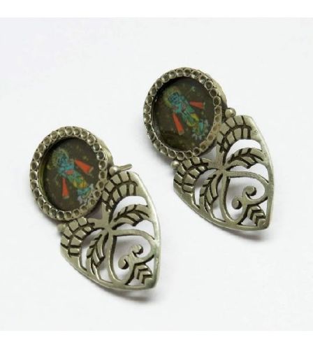 Amazing Jewelry !! Silver Jewelry Painting Glass Oxidized Silver Earring