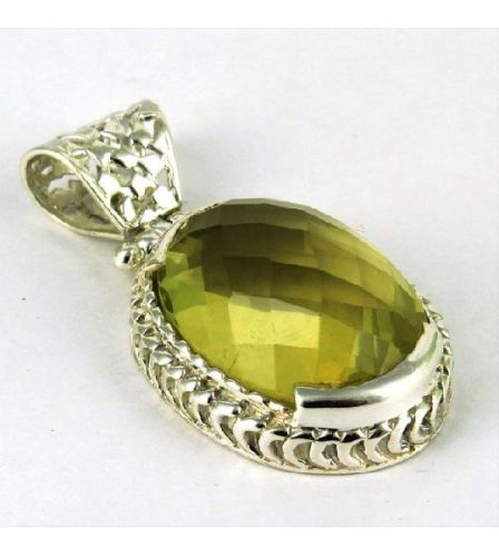 Grounding Stone !! Lemon Topaz 925 Sterling Silver Pendant