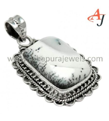 Handicraft !! Dandritic Opal Gemstone Silver Jewelry Pendant
