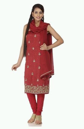 Red Crepe Suit Material, Occasion : Party Wear