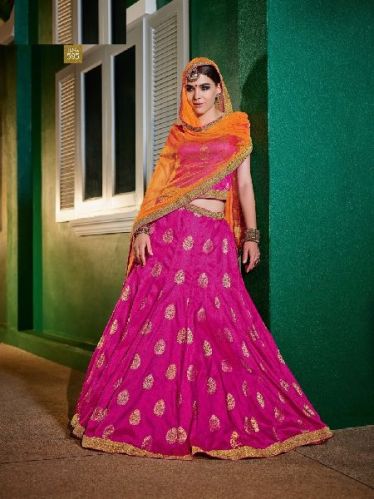Brocade Bridal Ghagra Lehenga Choli, Size : M, S, XL, XXL, XXXL