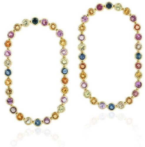 18kt Rose Gold Multi Sapphire Dangle Earring