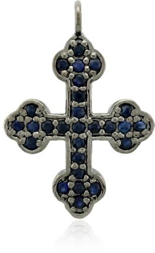 Silver Cross Charm Pendant, Size : 24X16 MM