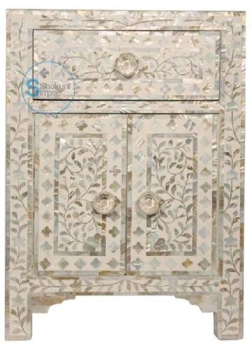 Indian Handmade 1 Drawer And 2 Door Nacre Bedside Cabinet