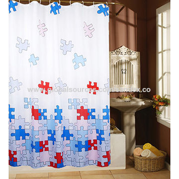 100% Polyester Long Length Shower Curtains, Size : 180x180cm Can Be Customized