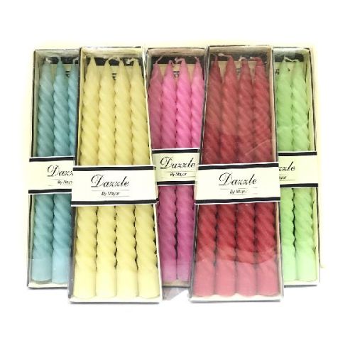 Paraffin Wax Spiral Taper Candles, Color : Multicolor