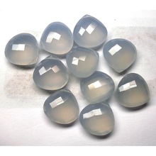 Natural Grey Chalcedony Gemstone Flat Beads