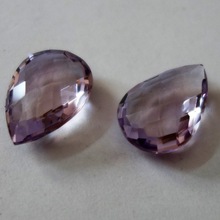 Natural Pink Amethyst Flat Pear Beads