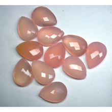 Pink Chalcedony Gemstone Flat Bead