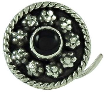 Excellent Black Onyx Gemstone 925 Sterling Silver Vintage Nose Pin Jewellery