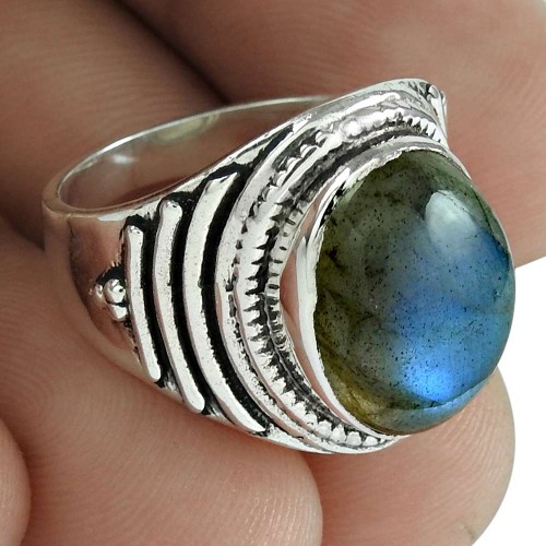 Labradorite Gemstone Ring 925 Sterling Silver Stylish Jewelry De Gros