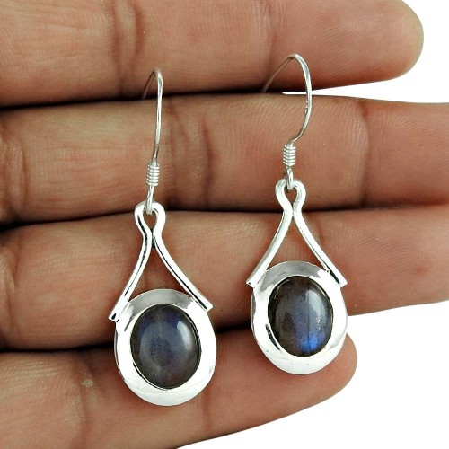 Secret Design 925 Sterling Silver Labradorite Gemstone Earring