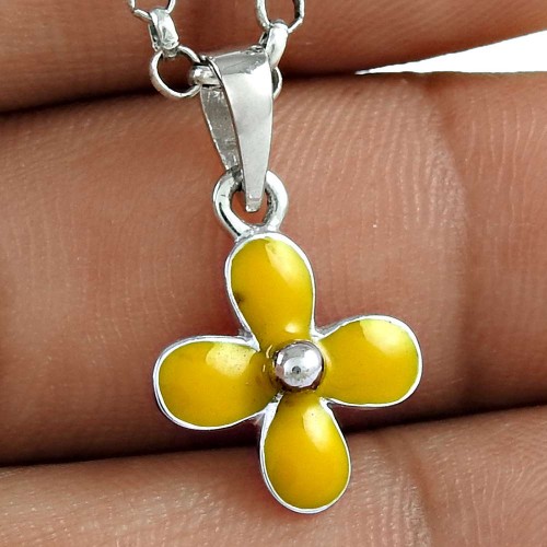 Women Fashion 925 Sterling Silver Inlay Flower Pendant