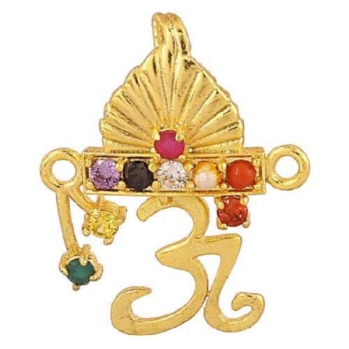 Moor Pankh Navratan Om Pendant