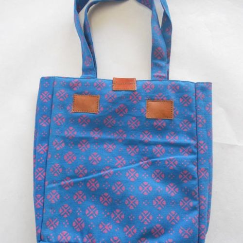 Canvas Leather Cotton Fabric Handbag, Size : Medium(30-50cm), 25.5 X 24 X 6.5 Cm