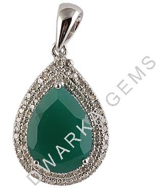 Sterling Silver Green Onyx Pendant