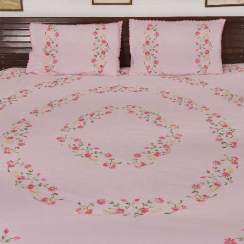 Handmade Cotton Floral Petals Bedsheet With Two Pillow Covers