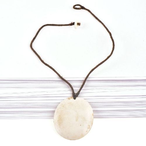 White Sea Shell Pendant Necklace With Black Cord