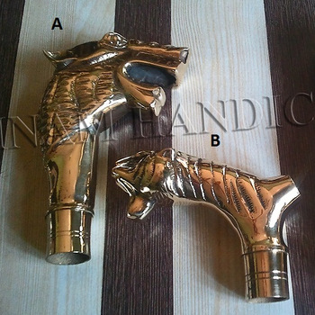 Brass Lion and Dragon Handles For Walking Sticks and Umbrellas
