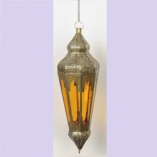 Brass Candle Hanging Lantern Clr Gls, For Home Decoration