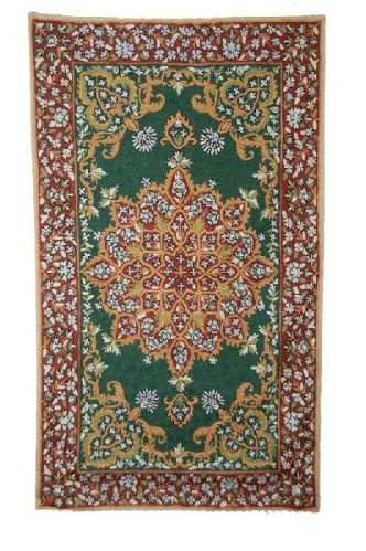 CHAINSTITCH TAPESTRY WOOLEN RUG, MULTICOLOR EMBROIDERY, Size : 3 X 5 Feet (90cm X 150cm)