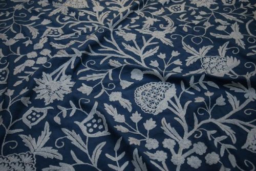 Cotton Crewel Embroidered Fabric 