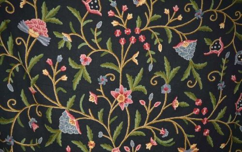 Cotton Crewel Embroidered Fabric 