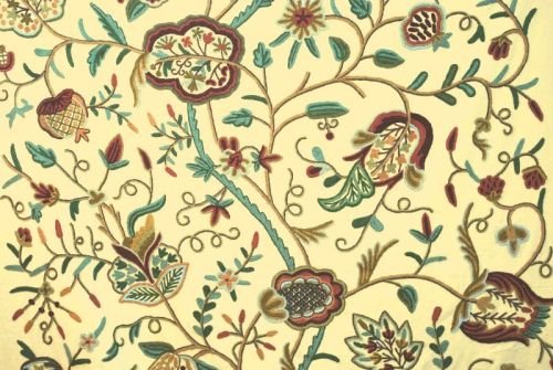 Cotton Crewel Embroidered Fabric 