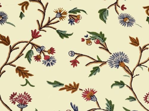 Embroidered Fabric Cream, Multicolor, Width : 56' (140 Cm)