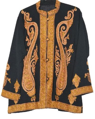 EMBROIDERED WOOLEN JACKET BLACK, RUST AND OLIVE EMBROIDERY