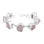 925 Silver Morganite Rough Stone Bracelet