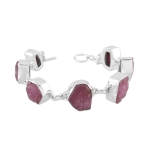 925 Silver Ruby Rough Stone Bracelet