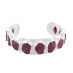 925 Silver Ruby Rough Stone Cuff Bracelet