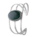 Pure Silver Gorgeous Malachite Cuff Bracelet