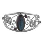 Pure Silver Labradorite Cuff Bracelet