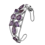 Pure Silver Stunning Amethyst Cuff Bracelet