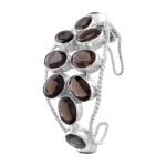 Pure Silver Stunning Smoky Quartz Cuff Bracelet