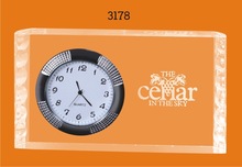 CRYSTAL DESKTOP ITEM WITH METAL CLOCK MODEL=3178