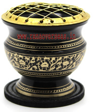 Brass Meenakari Incense Charcoal Burner, Feature : Durable