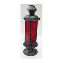 Metal Coloured Glass Black Finish Lanterns, For Home Lighting Decoration
