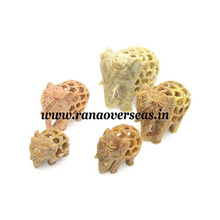 Soapstone Undercut Bears, For Decoration, Technique : Carved