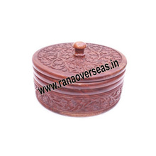 Wooden Beautifully Carving Round Box, Style : Handcrafted