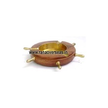 Round Shape Wooden Brass Inlay Ashtray, Feature : Eco-friendly