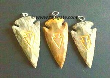 Engraved Arrowheads Pendants, Technique : Handmade, Knapping